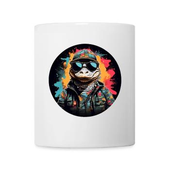 Crocodile alligator cool avec lunettes de soleil - Mug blanc - blanc - Devant