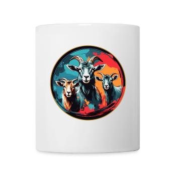Three colorful goats on splashes of color - Mug - white - Front