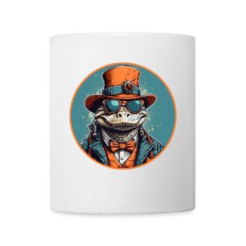 Alligator cool avec chapeau, lunettes de soleil et costume - Mug blanc - blanc - Devant
