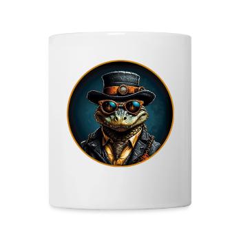Alligator cool avec chapeau, lunettes de soleil et costume - Mug blanc - blanc - Devant