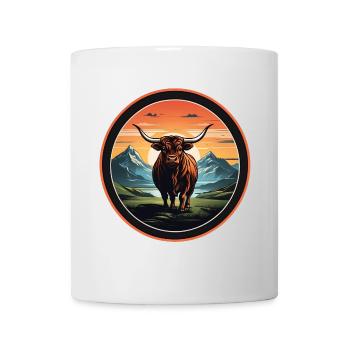 Bétail écossais Highlands Highlands. Vintage Style - Mug blanc - blanc - Devant