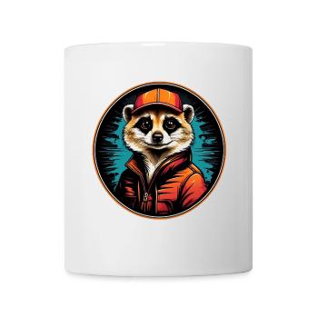 Cooles Erdmännchen im Outdoor Outfit Vintage Stil - Tasse - Weiß - Vorne