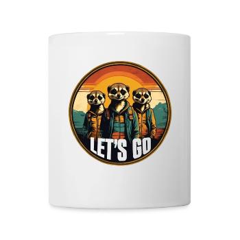 Coole Erdmännchen im Outdoor Outfit Vintage Stil - Tasse - Weiß - Vorne