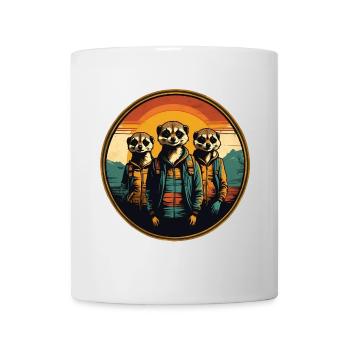 Coole Erdmännchen im Outdoor Outfit Vintage Stil - Tasse - Weiß - Vorne