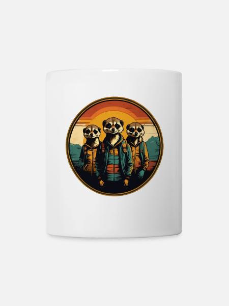 Coole Erdmännchen im Outdoor Outfit Vintage Stil - Tasse - Weiß