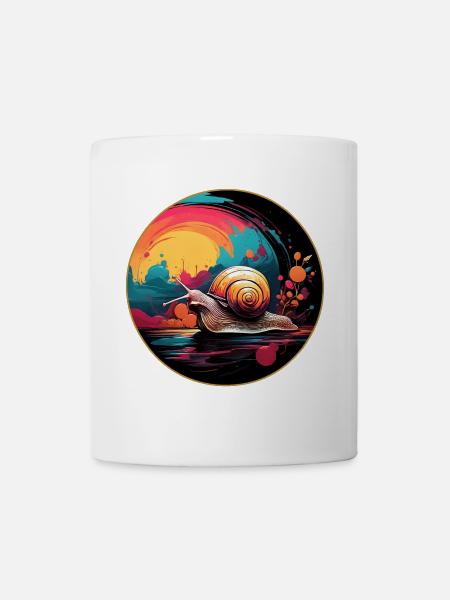 Schnecke im bunten Kreis immer mit der Ruhe - Tasse - Weiß