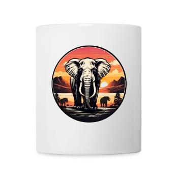 Elephant at the watering hole at sunset - Mug - white - Front
