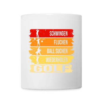 Schwingen - Fluchen - Ball suchen - Wiederholen - Tasse - Weiß - Vorne