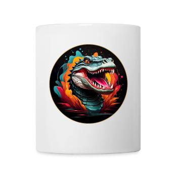 Alligator Krokodilportrait mit Farbklecksen - Tasse - Weiß - Vorne