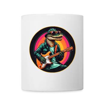 Cooles Krokodil Alligator spielt Gitarre - Tasse - Weiß - Vorne