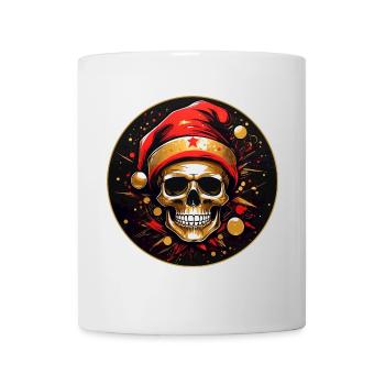 Crâne de Noël coloré avec chapeau de père Noël - Mug blanc - blanc - Devant
