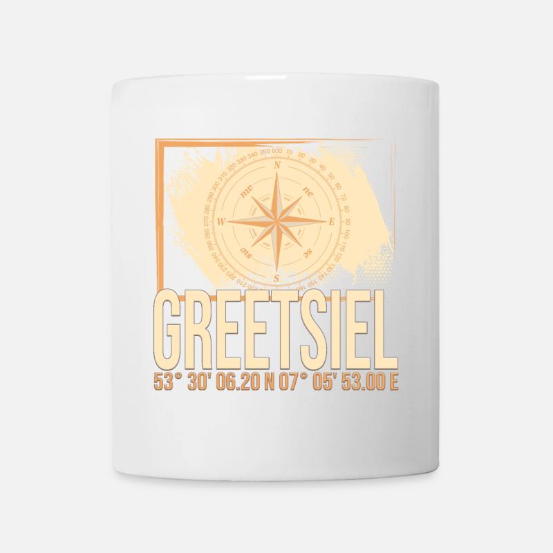 Greetsiel Koordinaten - Tasse - Weiß