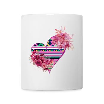 coeur paj ntaub hmong lees rose et fleur - Mug blanc - blanc - Devant