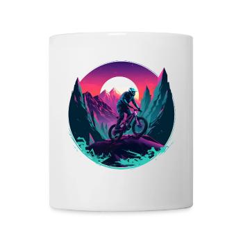 Mountain Biking Vaporwave - Mug - white - Front