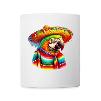 Perroquet mexicain avec poncho et sombrero mexique - Mug blanc - blanc - Devant