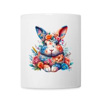 Lapin décoré de fleurs - Mug blanc - blanc - Devant