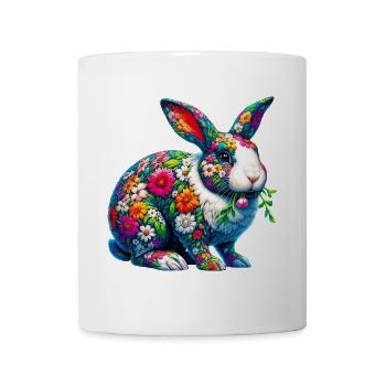 Lapin décoré de fleurs - Mug blanc - blanc - Devant