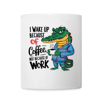 Morgenkaffee Morgenmuffel Krokodil mit Kaffeetasse - Tasse - Weiß - Vorne