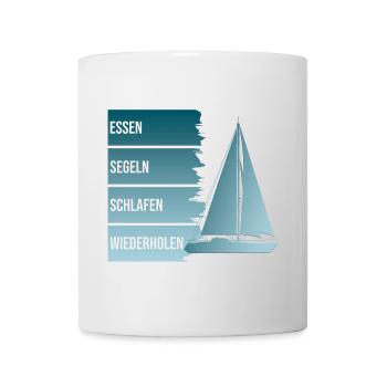 Essen - Segeln - Schlafen - Wiederholen - Tasse - Weiß - Vorne