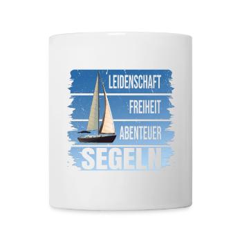 Leidenschaft - Freiheit - Abenteuer - Segeln - Tasse - Weiß - Vorne
