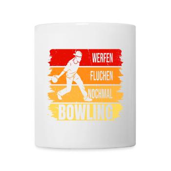 Werfen - Fluchen - Nochmal - Bowling - Tasse - Weiß - Vorne