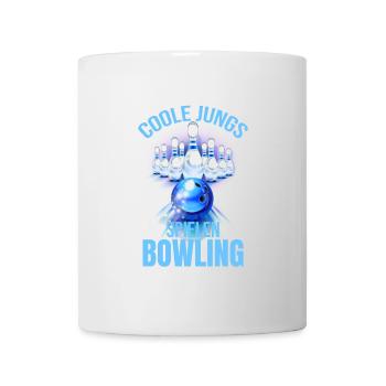 Coole Jungs spielen Bowling - Tasse - Weiß - Vorne