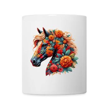 Pferd mit Blumen geschmückt - Tasse - Weiß - Vorne
