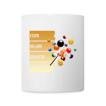 Essen - Billard - Schlafen - Wiederholen - Tasse - Weiß - Vorne