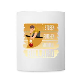 Stoßen - Fluchen - Nochmal - Billard - Tasse - Weiß - Vorne