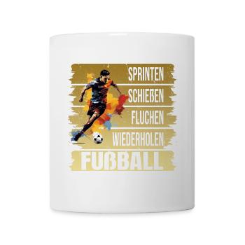 Sprinten - Schießen - Fluchen - Nochmal - Fußball - Tasse - Weiß - Vorne