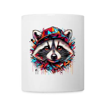 Raccoon with hat cap rap hat - Mug - white - Front