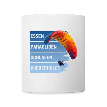 Essen - Paragliden - Schlafen - Wiederholen - Tasse - Weiß - Vorne