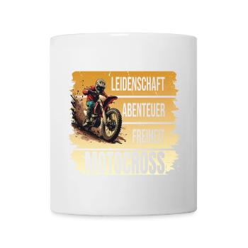 Leidenschaft - Abenteuer - Freiheit - Motocross - Tasse - Weiß - Vorne