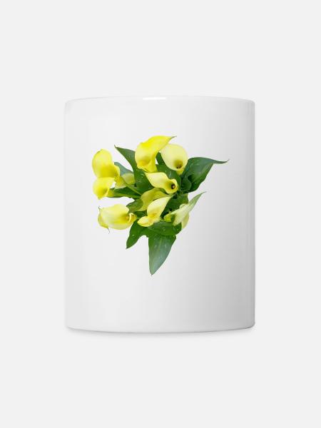 Zarte Gelbe Calla Blüten - Tasse - Weiß