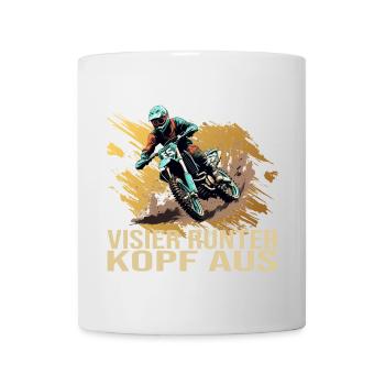 Visier runter Kopf aus - Motocross - Tasse - Weiß - Vorne