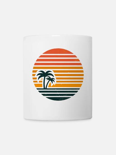 Sonnenuntergang mit Palmen - Tasse - Weiß