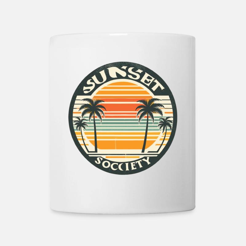 Sunset with palm trees - Mug - white