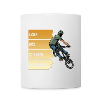 Essen - BMX - Schlafen - Wiederholen - Tasse - Weiß - Vorne