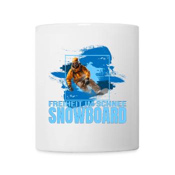 Freiheit im Schnee - Snowboard - Tasse - Weiß - Vorne