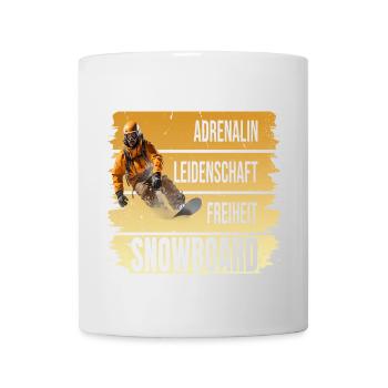Adrenalin - Leidenschaft - Freiheit - Snowboard - Tasse - Weiß - Vorne