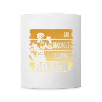 Jab - Knockout - Champion - Boxen - Tasse - Weiß - Vorne