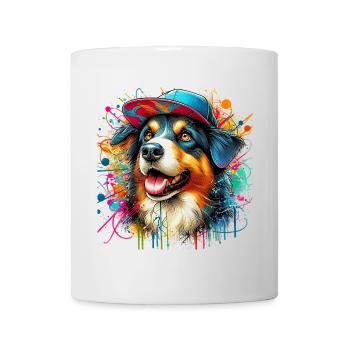 Hund mit Baseballmütze - Tasse - Weiß - Vorne