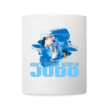 Kraft - Technik - Disziplin - Judo - Tasse - Weiß - Vorne