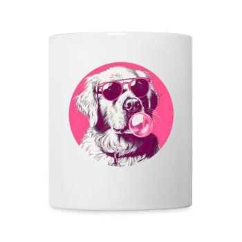 Golden Retriever mit Sonnenbrille und Kaugummi - Tasse - Weiß - Vorne