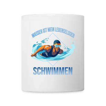 Wasser ist mein Lebenselixier - Schwimmen - Tasse - Weiß - Vorne