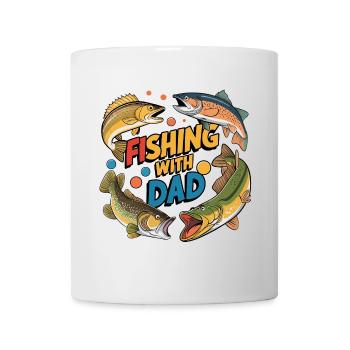 Pêche avec papa avec des poissons colorés - Mug blanc - blanc - Devant