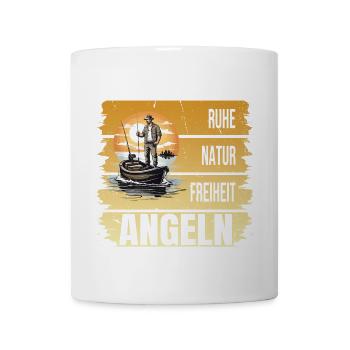 Ruhe - Natur - Freiheit - Angeln - Tasse - Weiß - Vorne