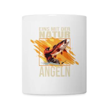Eins mit der Natur - Angeln - Tasse - Weiß - Vorne