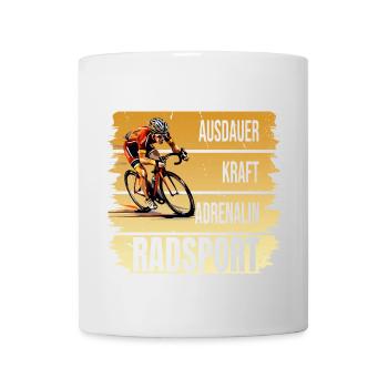 Ausdauer - Kraft - Adrenalin - Radsport - Tasse - Weiß - Vorne