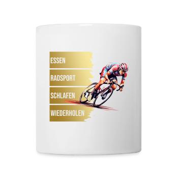 Essen - Radsport - Schlafen - Wiederholen - Tasse - Weiß - Vorne